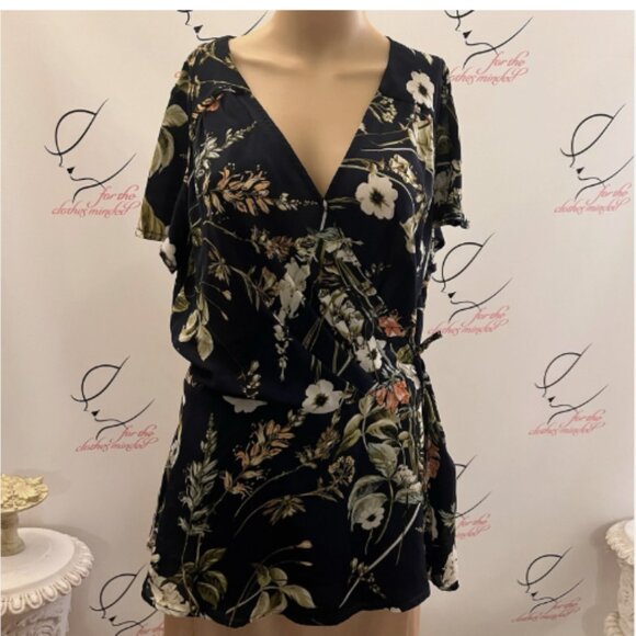 COMO Vintage. Size Large. Chiffon Flutter Sleeve Blouse. Floral. Wrap. B124 - Picture 6 of 6